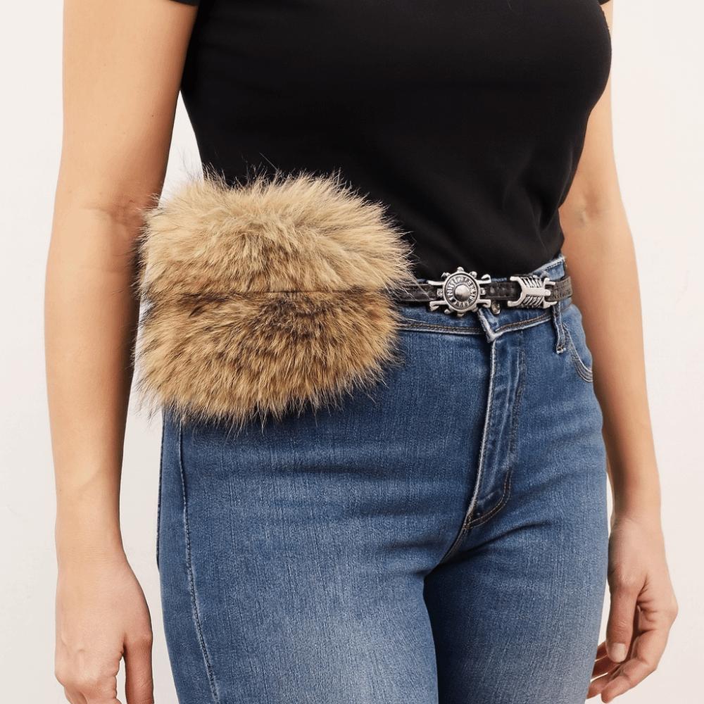PU Leather Leather Fur Belt Spicy Girl Style Y2K Waistband Simple Plush Belt  Female/Girls