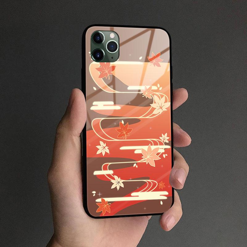 Kazuha leaf art Genshin Imapct Silicone Glass Phone Case Cover Shell For IPhone 18 SE 6 6s 7 8 Plus X XR XS 11 12 Mini Pro Max