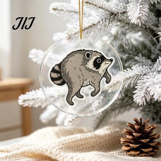 Unique Acrylic Keychain Cute Raccoon Pendant, 2D Flat Forest Animal Charm, Double Sided Hanging Accessory, Gifts for Lovers, Women, Girls Pendant