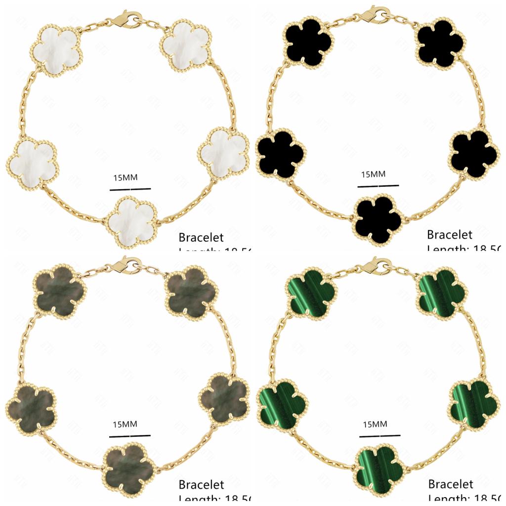 High-quality Fashion Brand Gold Silver Lucky Flower Clover Mother-of-pearl Bracelet Women's Natural Gem Hot Sale