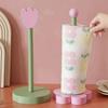 Wooden Tulip Flower Paper Towel Holder Stand Vertical Kitchen Roll Bathroom Tissue Storage Organizer Countertop Desk Decor