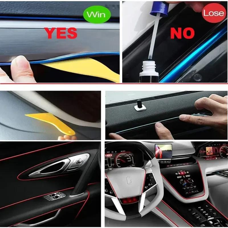 5M Светодиодная лента для салона автомобиля EL Провод Неоновая подсветка салона USB Гибкая декорация Сделай сам Автомобильная лампа для создания атмосферы вечеринки Диод