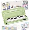 KC Kyoritz Melody Piano Keyboard Harmonica 32 Keys Light Green Name Label P3001-32K/UGR (Do-Re-Mi Labels, Cloth, Included)