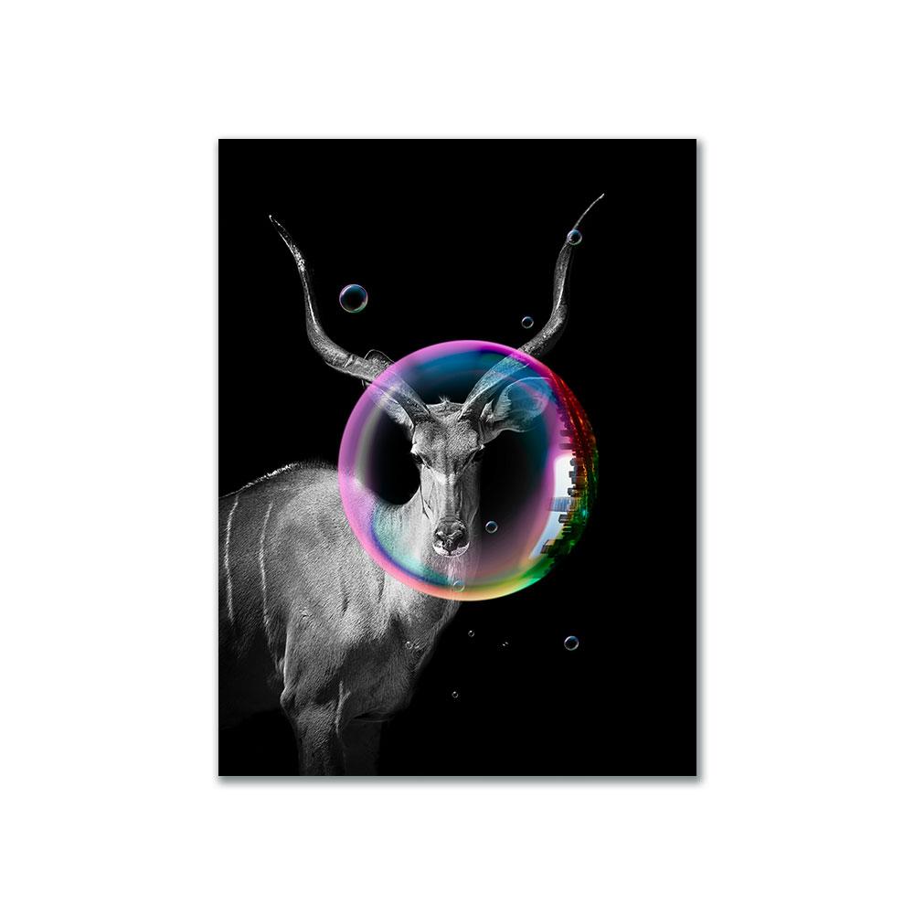 Картины на холсте с изображением животных и пузырей, панда, кошка, лев, тигр, слон, жираф, принты, художественная настенная картина для гостиной, домашний декор