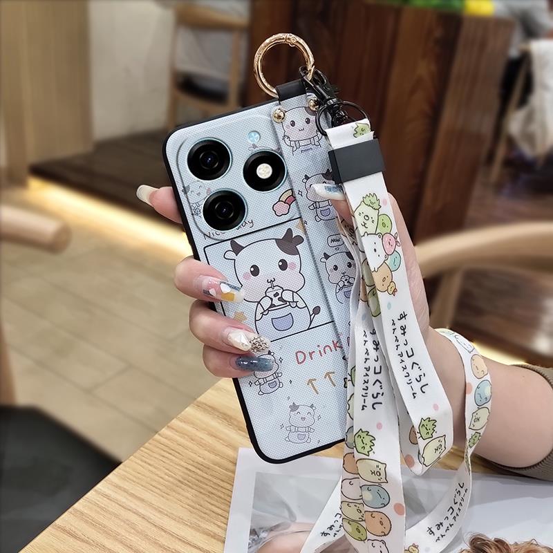 Dirt-resistant Fashion Design Phone Case For Tecno Spark20/KJ5 Shockproof Anti-knock Durable Waterproof Ring Lanyard