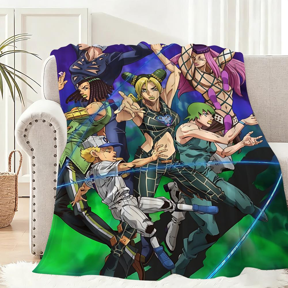 J-JoJo B-Bizarre Adventure Throw Lightweight 240g Flannel Blanket Soft Skin-friendly for Summer Cooling