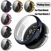 Plating Class Case for Google Pixel Watch 2/1 Tempered Glass Full Coverage Screen Protector Smart Watch Shell for Pixel Watch 2