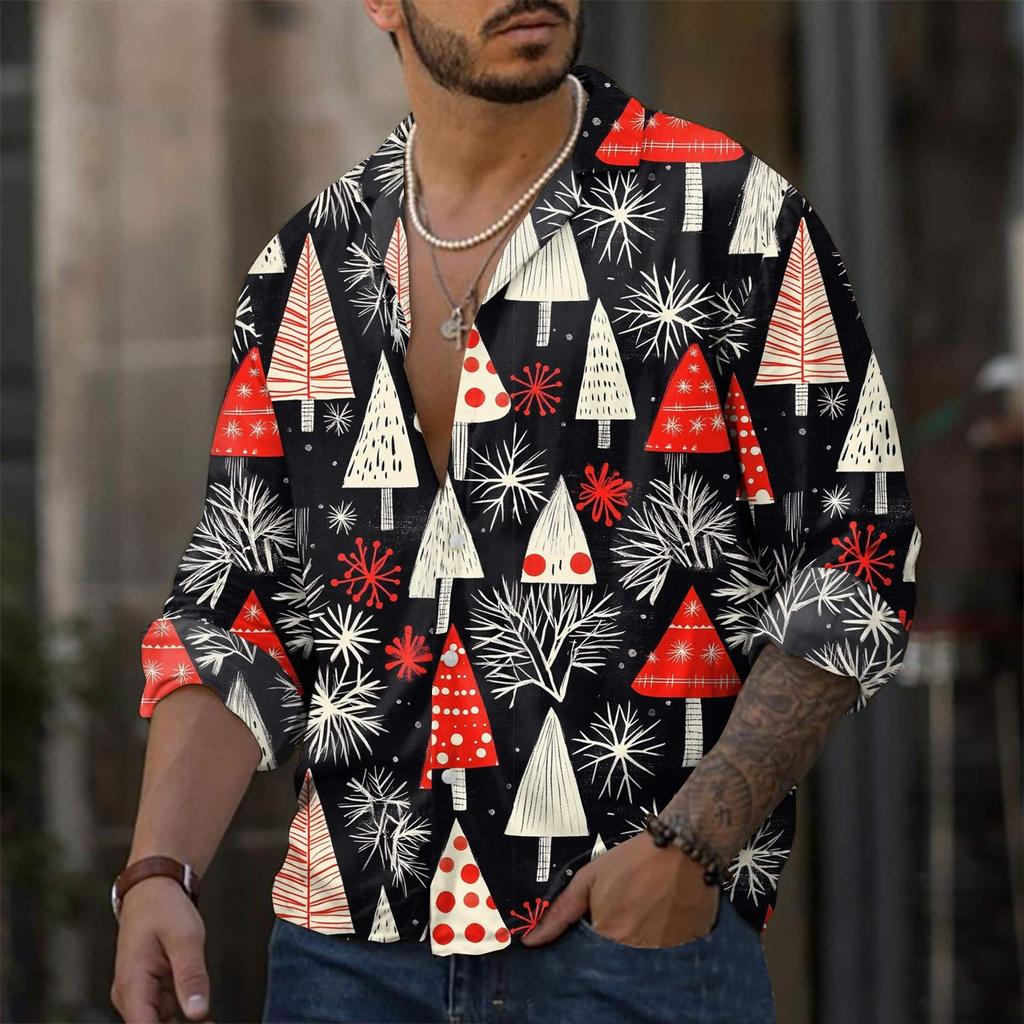 Men'S Casual Loose Fitting Long Sleeved Shirt Fashionable Lapel Shirt Top