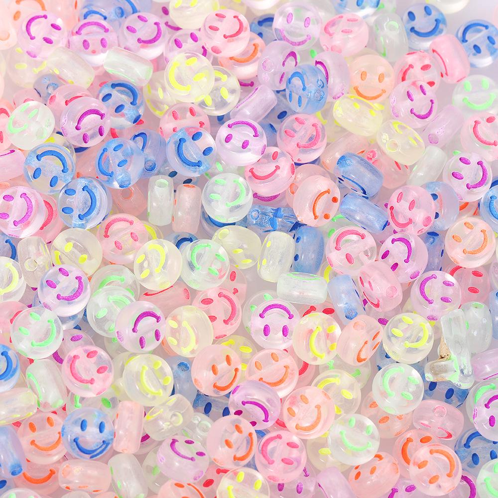 Акриловые бусины «Смайлик» для изготовления украшений своими руками - Круглые, цветные бусины для детских браслетов и ожерелий