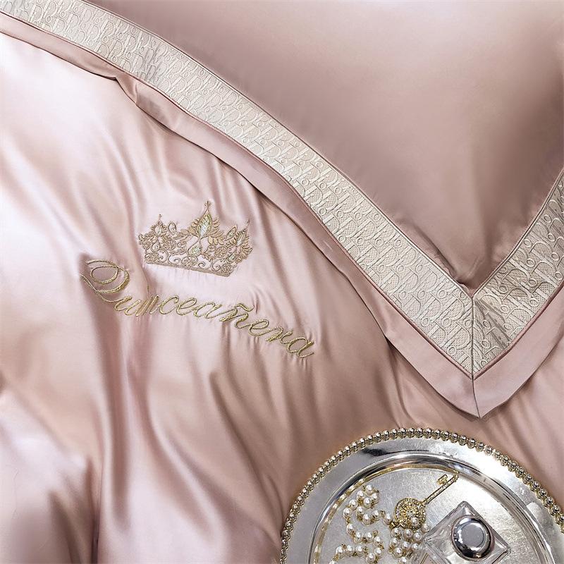 High-end 140-count Cotton Long-staple Cotton Embroidered Four-piece Set, Light Luxury Pure Cotton Class A Quilt Cover, Bed Sheet, Duvet Cover