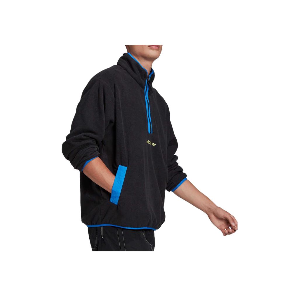 adidas Мужская флисовая толстовка с вышитым логотипом Originals на молнии, черная GN2376
