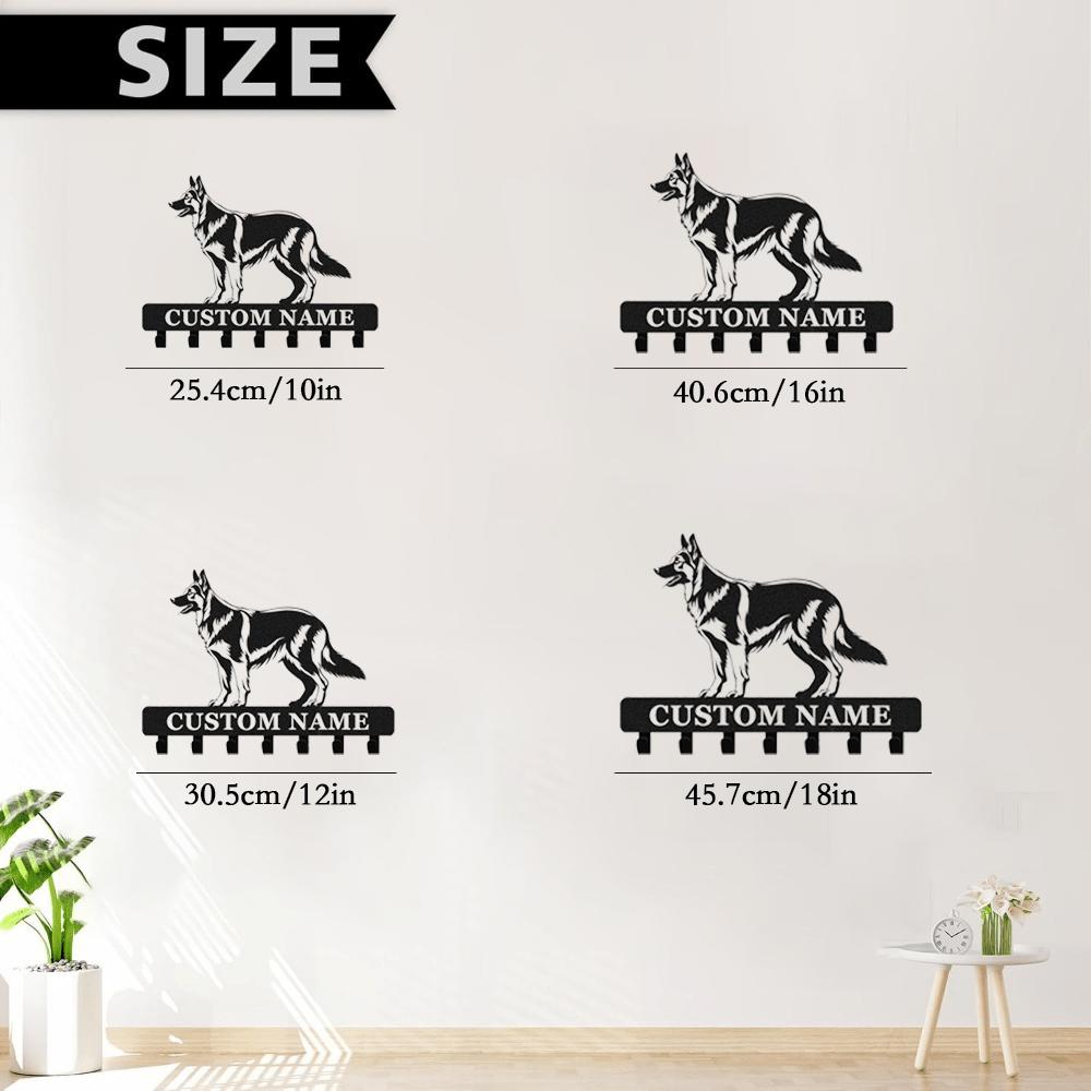 Metal Wall Art Dog Leash Holder Customizable Key Hook Rack Coat Hanger Gift for Dog Lovers Entryway Decor