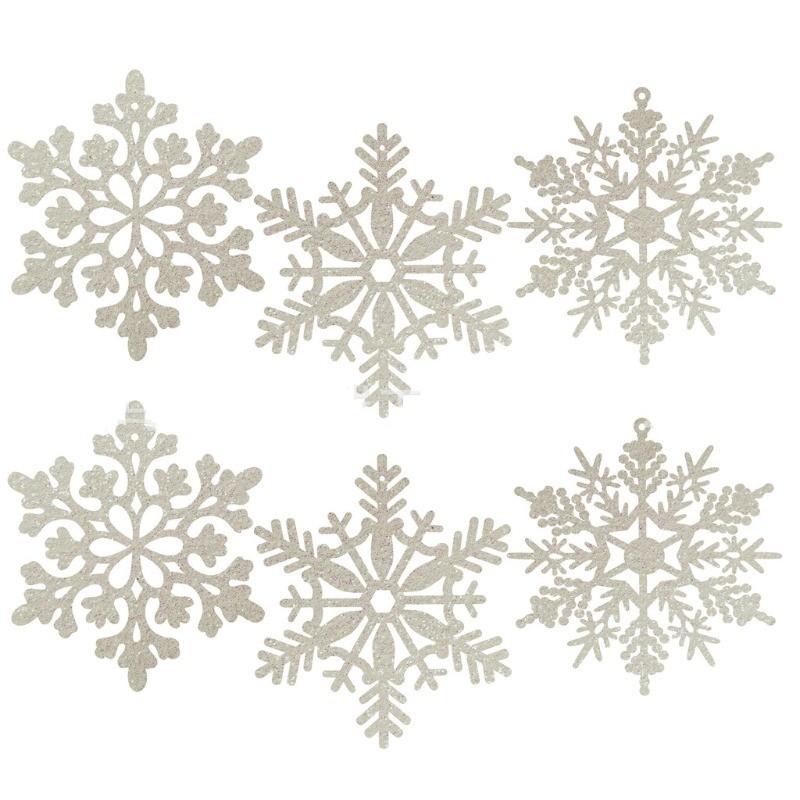 12Pcs/set Pink Glitter Snowflake Ornaments Christmas Decoration Hanging Xmas Tree Pendant for Home Decor Winter Party Supplies