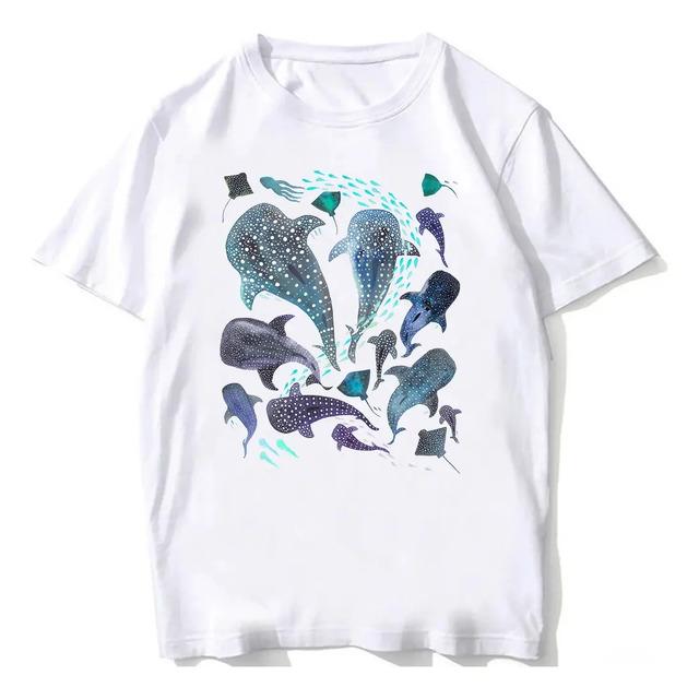 Camiseta Ocean Life Con Tiburones Ballena Y Rayas