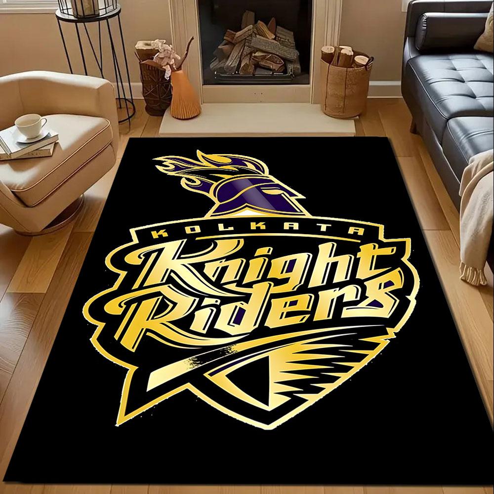 Knight Riders Team Logo Patterned carpet, non slip mat suitable for living room and bedroom sofas