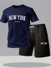 Men's Plus Size Summer Fitness T-shirt & Shorts Set - Round Neck, Casual Sportswear
