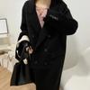 Женское пальто, зимнее плотное офисное женское длинное шерстяное пальто, элегантная модная куртка из искусственной шерсти, женская простая универсальная верхняя одежда с длинным рукавом