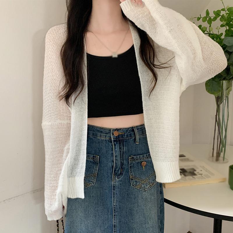 Женский кардиган, ленивый, свободный, повседневный, летний, вязаный, однотонный