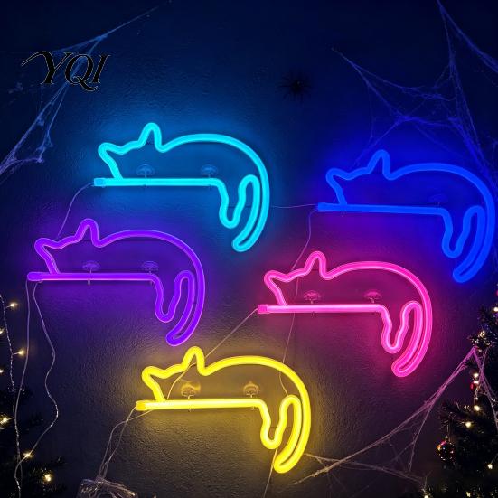 Usb Operated Room Decor Cat LED Neon Sign Wall Sconce for Bedroom Decor, Cute Cartoon Animal Energy Saving Light, Decorative Lamp Living And