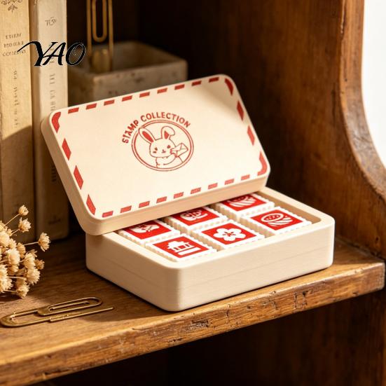 Stress Relief Clicker Toys 3D Printed Stamp Box Clicker, Retro Finger Desktop Fidget Gadgets Rabbit Pattern Clicky Desk Toy for Adults and Kids