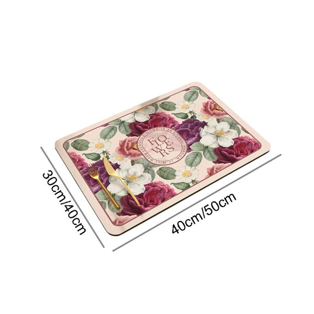 Коврик для сушки с цветочным принтом, нескользящий коврик для сушки посуды, коврик для сушки посуды, кухонный