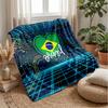 Brazil Football Printed Flannel Blanket Skin Friendly Warm Decorative Throw for Indoor Couch Bed Daily Use