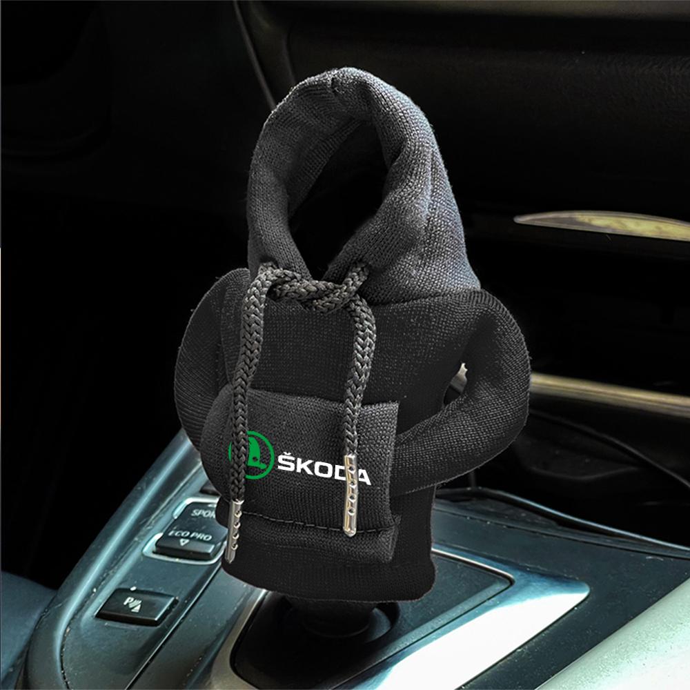 BBIC7 Car Gearbox New Year Xmas Hoodie Car Shift Speed Lever Cover for Skoda S Logo Octavia Fabia 2 Superb 2 Kamiq Kodiaq VRS VII