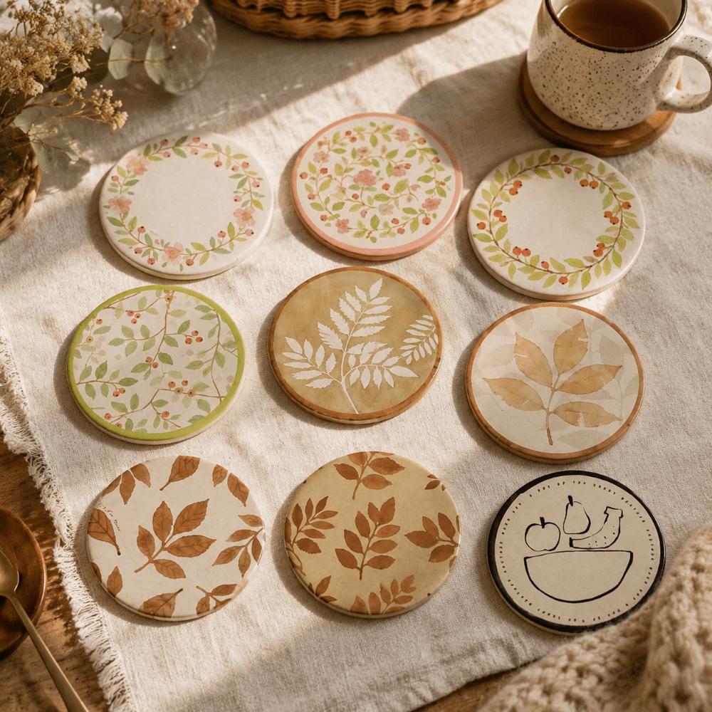 Round Heat Insulation Pad Flower Table Mats Non-Slip Cup Mat Kitchen