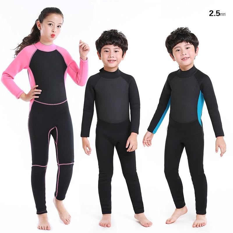 Kids 2.5mm Neoprene Wetsuit Full Suit Long Sleeve Pants Snorkeling Diving Swimming Warm Water Sports