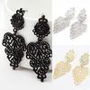 1 Pair Elegant Black Hollow Flower Ear Cuff Bohemian Drop Earrings
