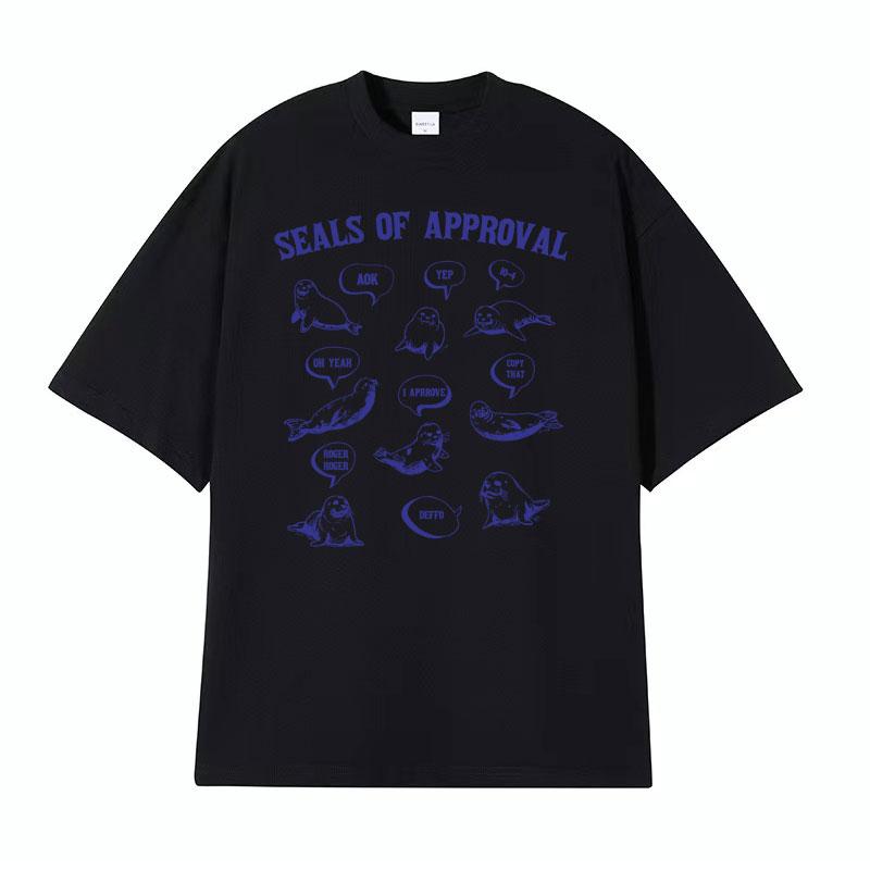 Seals of Approval Funny Meme Retro TShirt for Men Women Fashion Aesthetic 90s Tshirts Casual Cotton ONeck Short Sleeve Tshirt