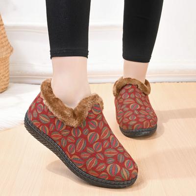 Дизайнерские плюшевые хлопковые туфли 2024 года, зимние новые плоские утолщенные теплые принтованные хлопковые туфли для женщин Zapatillas De Mujer