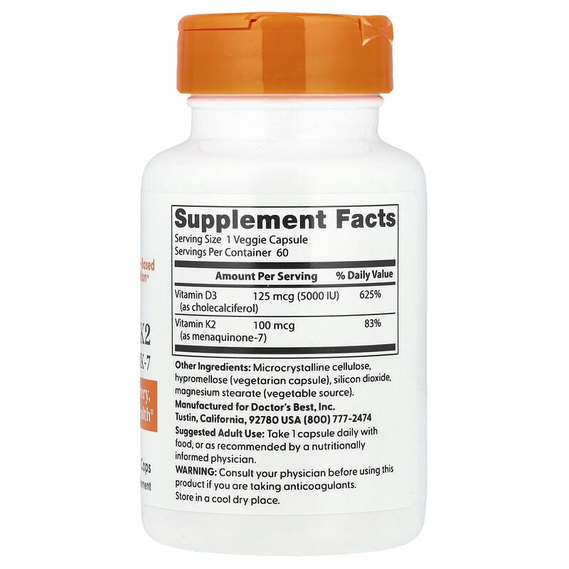 Vitamin D3 + K2, MK-7, 60 Veggie Caps