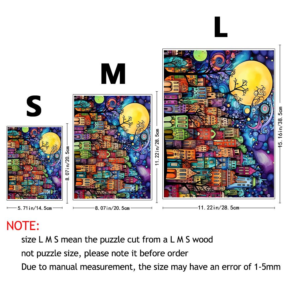 Деревянный пазл для взрослых - Красочный комиксный город - Уникальный пазл неправильной формы в виде животных - Креативные подарки для подростков и взрослых