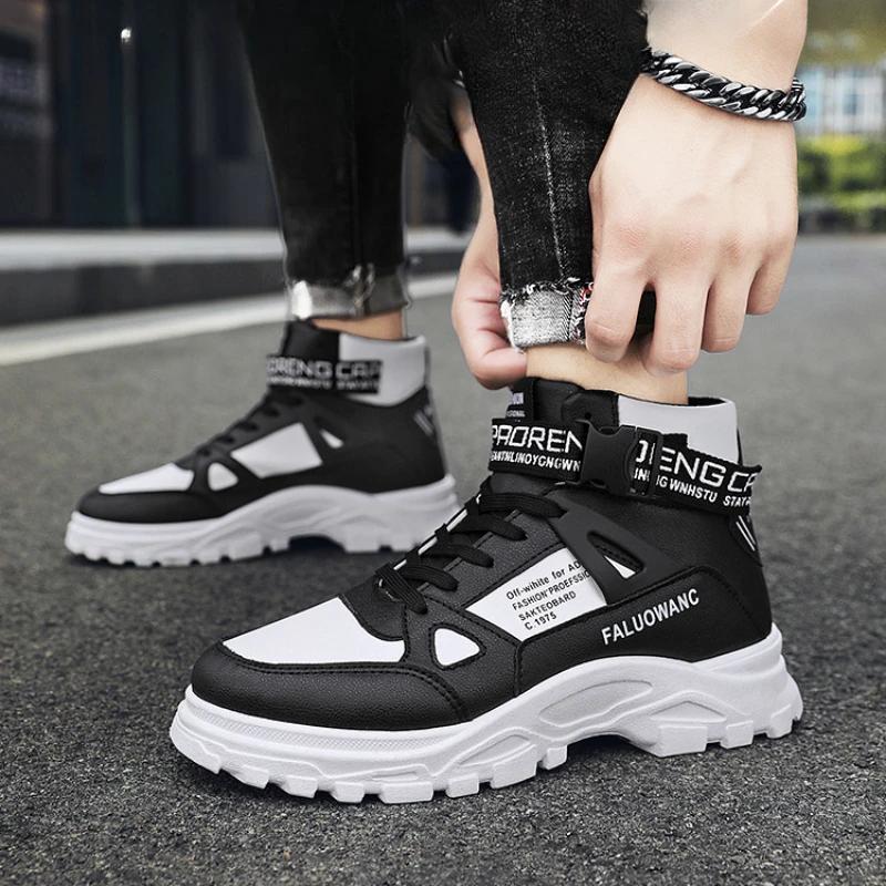 Модные мужские кожаные туфли 2024 года, тенденции мотоциклетных ботинок, высокие ботинки «Челси», водонепроницаемые удобные рабочие ботинки на платформе и защитные ботинки