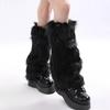 Faux Fur Leg Warmers Women Solid Color Fuzzy Long Boot Covers Fluffy Shaggy Leg Warmers for Christmas Costume Nightclub Street Wear