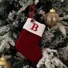 Haobei Red Knitted Christmas Stocking Ornament with Embroidered Lettering