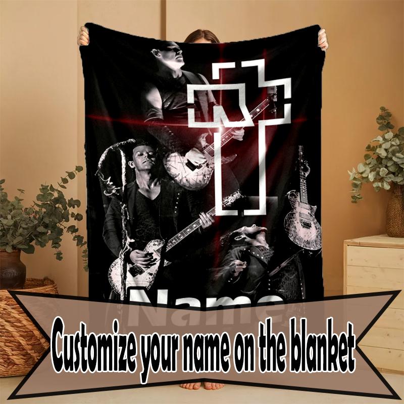 Custom Name Personalized Rammstein Print Blanket, Home Decor, Bedroom, Sofa, Camping, Couch, Gifts for Birthday Christmas