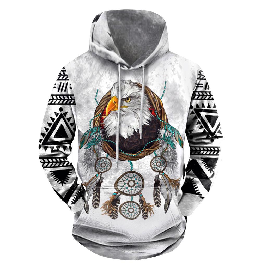 Модный свободный мужской и женский свитер с капюшоном с длинным рукавом и принтом