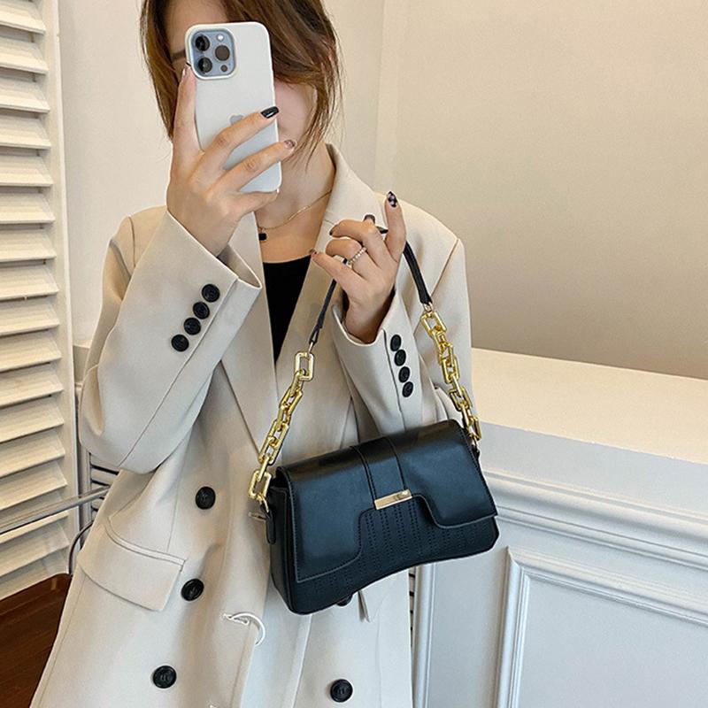 Роскошная сумка для подмышек с цепочкой и клапаном для женщин, винтажная сумка из искусственной кожи для женщин, сумка для покупок на плечо подмышками