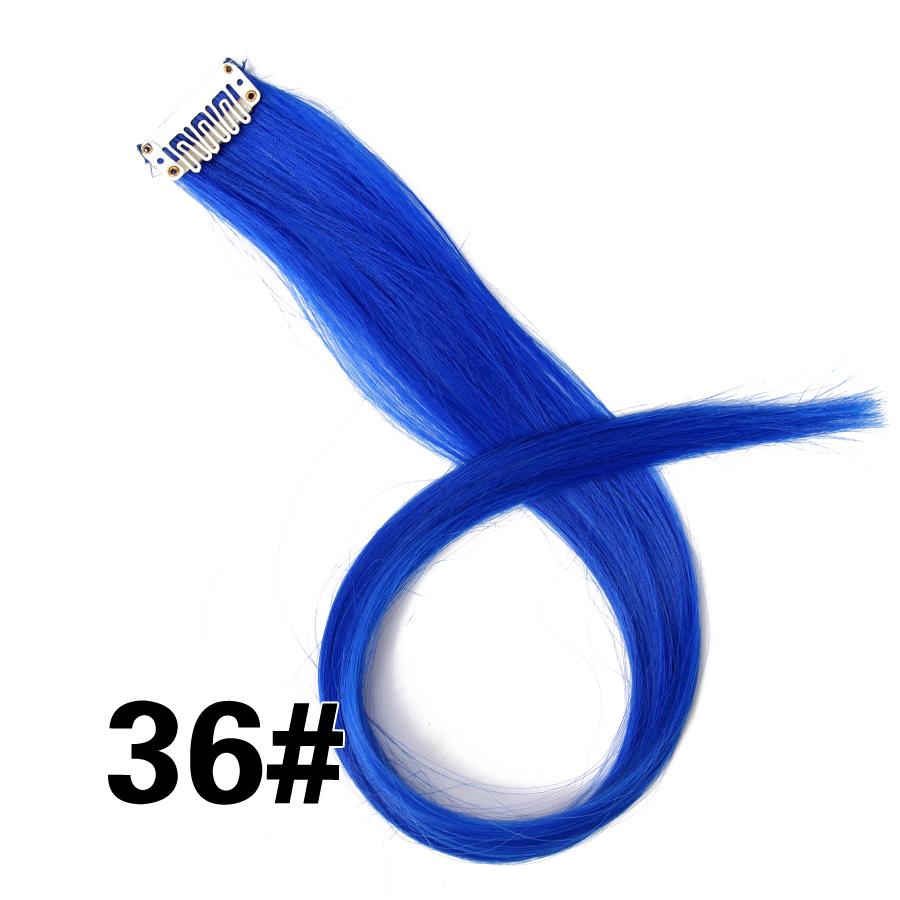 Clip In One Pieces Hair Extensions Straight Ombre Purple Blue Pink Extension Hair Women Synthetic False Fake Hair