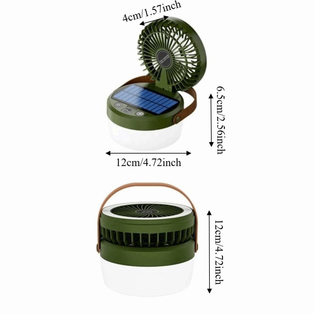 USB Rechargeable/Solar Portable Folding Fan Light Multi Functional Tent Hanging Lantern Travel