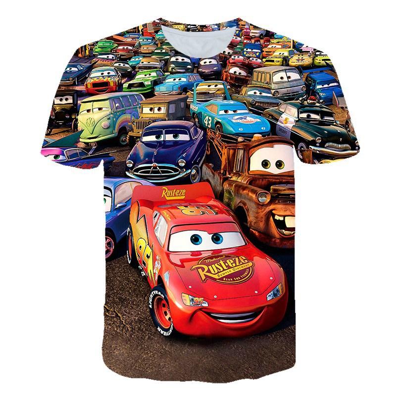 2024 new sports, short sleeves, animation, racing story 3D digital printing children's T-shirt