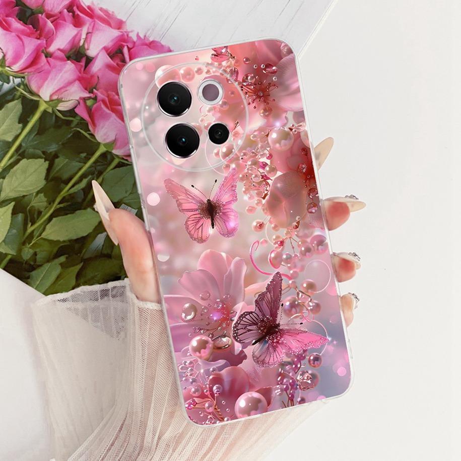 Case For Vivo V40 Lite 5G Cover 6.78" Popular Flower Soft Transparent Silicone TPU Bumper For Vivo V40Lite Global Phone Case New