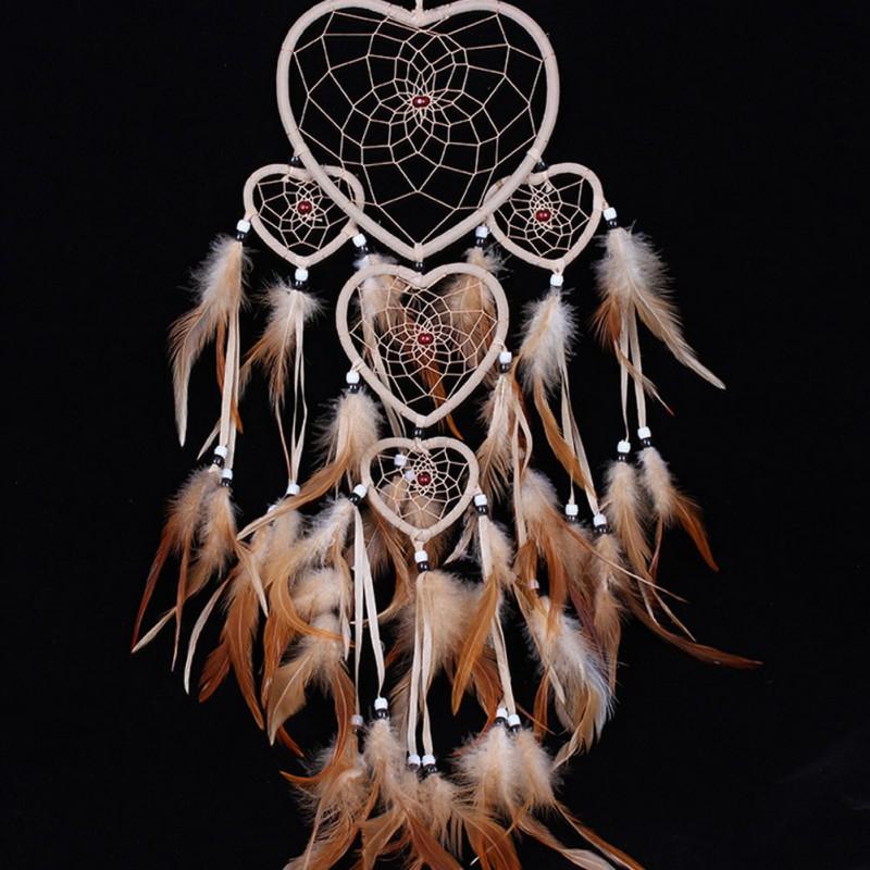 Large Dream-Catcher Wind Chime, Heart Shaped, Bedroom Wall Hanging, Bohemia Decoration, Feather Ornament, Hand Woven Crafts