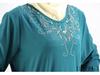 Traditional Muslim Women's Prayer Dress with Crystal Embellishments - Long Cotton Robe