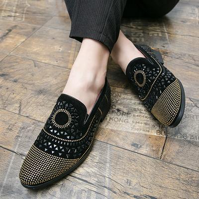 Бренд Noble Black Rhinestone Мужские туфли для вечеринок Velvet Crystal Роскошные мокасины Мужские лоферы Офисные деловые вечерние мужские повседневные туфли