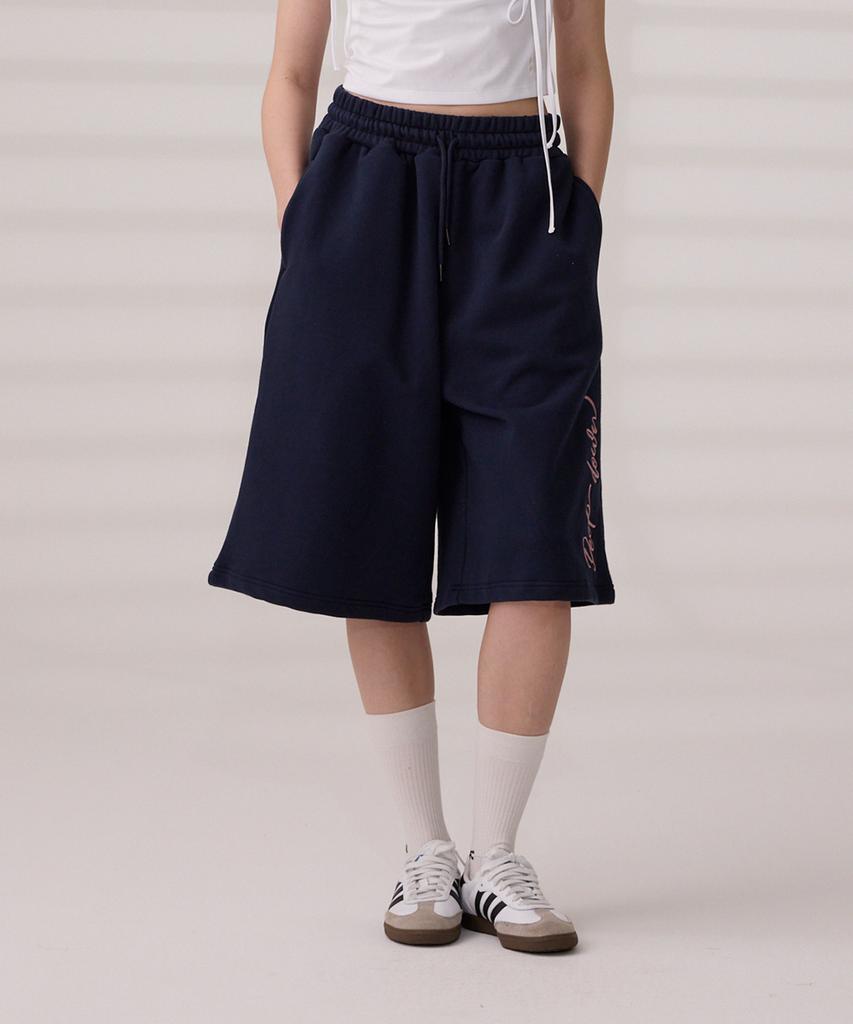 DANGLEDROP Dgdp Side Lettering Sweatshirt Bermuda Pants Navy