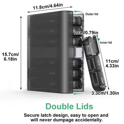 Еженедельный органайзер для таблеток на 3 раза в день, большая 7-дневная таблетка с отдельными контейнерами, портативная таблетка для витаминов/рыбьего жира