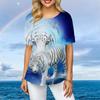 Women's T-shirt, Short Sleeved T-shirt, Colorful Tiger 3D Printed Loose Casual T-shirt